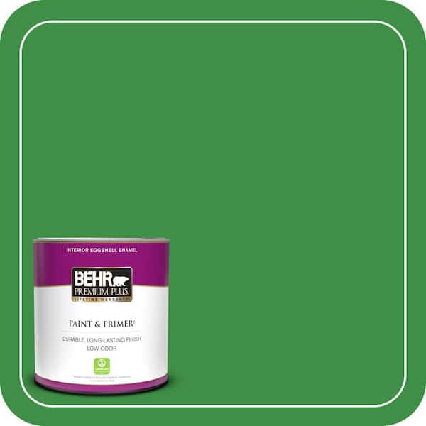 BEHR PREMIUM PLUS 1 qt. #440B-7 Par Four Green Eggshell Enamel Low Odor Interior Paint & Primer