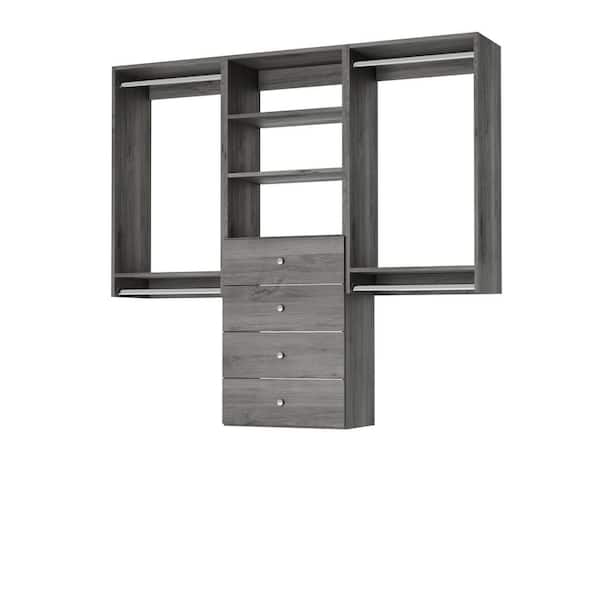 Vista Collection 88.5 in. W-88.5 in. W Gray Closet Kit Premium Closet Kit Wall Mounted 9-Shelf Wood Closet System