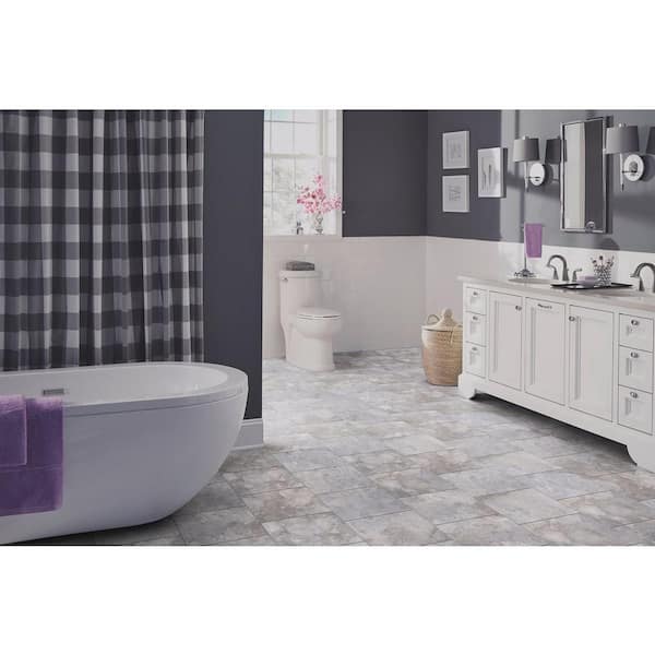TrafficMaster - Ash Blended Slate 4 MIL x 12 in. W x 12 in. L Peel and Stick Water Resistant Vinyl Tile Flooring (30 sqft/case)