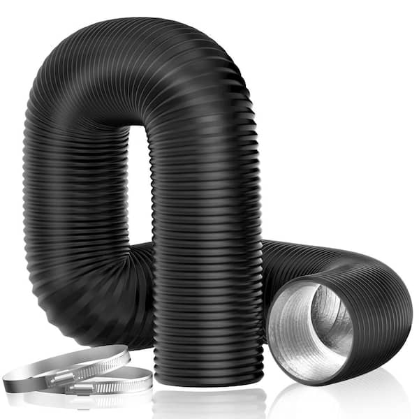 Angel Sar 4 in. x 16 ft. 3-Layer Protection Dryer Vent Hose, Insulated Flexible Duct with 2 Duct Clamps for Duct Fan Systems