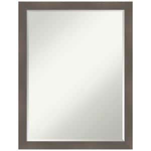 Edwin Clay Grey 20.5 in. x 26.5 in. Petite Bevel Casual Rectangle Wood Framed Bathroom Wall Mirror in Gray