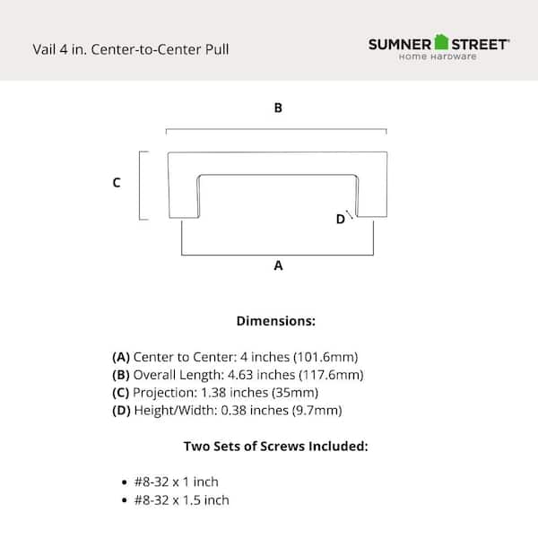 Sumner Street Home Hardware Vail (102mm) Center to Center Cylindrical Bar Drawer Pull