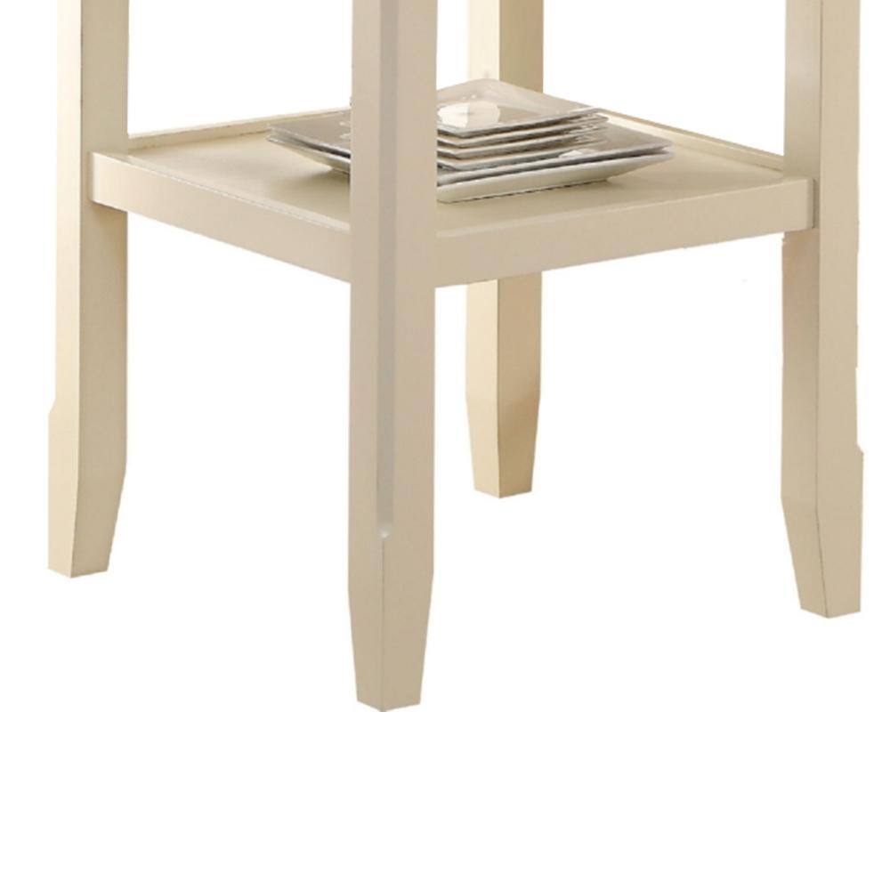 Classic Cream Round Wooden Counter Height Table with Wine Glass Storage