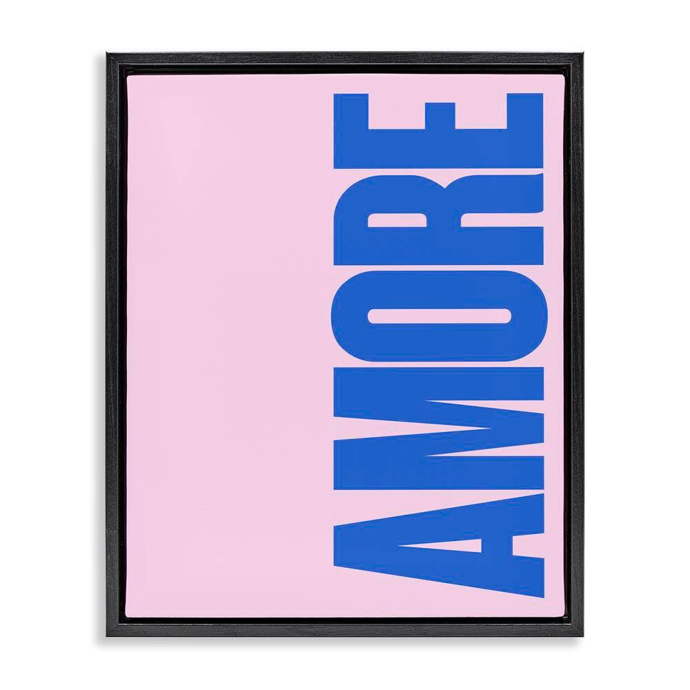 Blue and Pink Amor by House of Lulu Black Floater Frame Typography Graphic Art Print 21 in. x 17 in. price history on PriceWatchPro