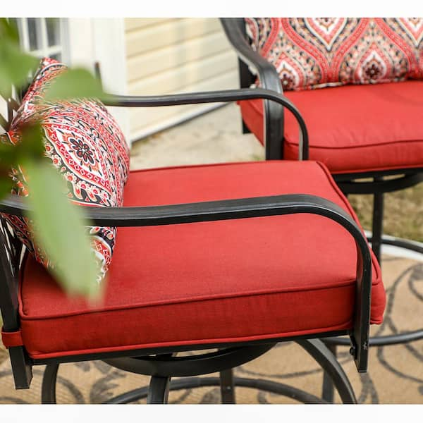 Red wrought iron online bistro set