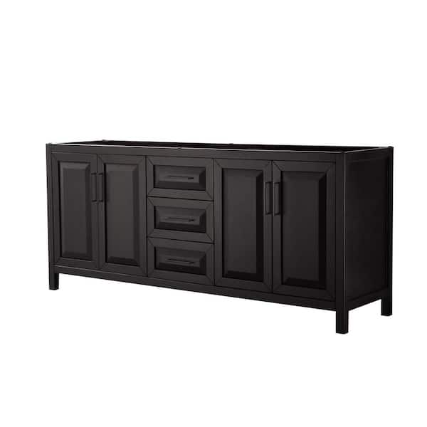 Wyndham Collection Daria 78.75 in. W x 21.5 in. D x 35 in. H Double Bath Vanity Cabinet without Top in Dark Espresso