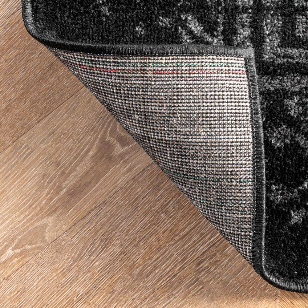 Arlena Black Synthetic Reversible Runner Rug