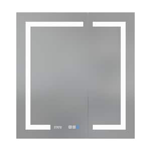 30 in. W x 32 in. H Bi-View Large Rectangular Recessed/Surface Mount Medicine Cabinet with Mirror and Light