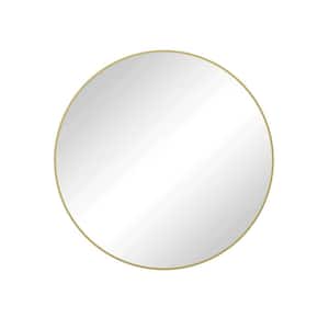 28 in. W. x 28 in. H Round Framed Wall Bathroom Vanity Mirror in Gold