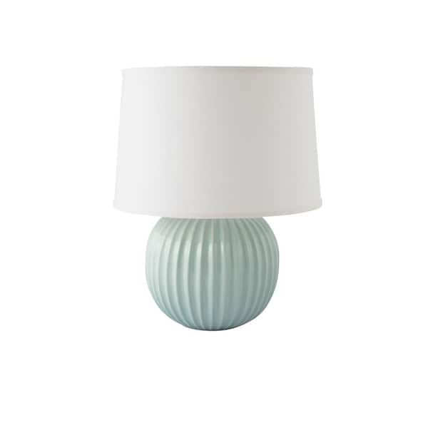 Unbranded Fluted Round 21 in. Gloss Mist Indoor Table Lamp