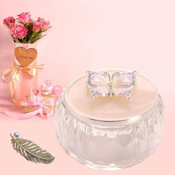 Butterfly Treasure Chest Jewelry Storage Box with Big Crystal