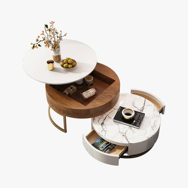 Modern Nesting 31 49 In Dark Brown And, Small Stone Top Coffee Table