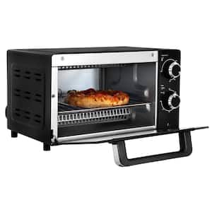 1,000 W 4-Slice Black Toaster Oven with Timer and Temperature Control