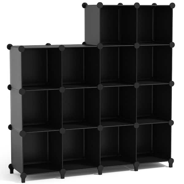 50.2 in H x 49 in W x 12.25 in D Black Fabric 14-Cube Storage Organizer, Waterproof Cubby Shelf for Closet