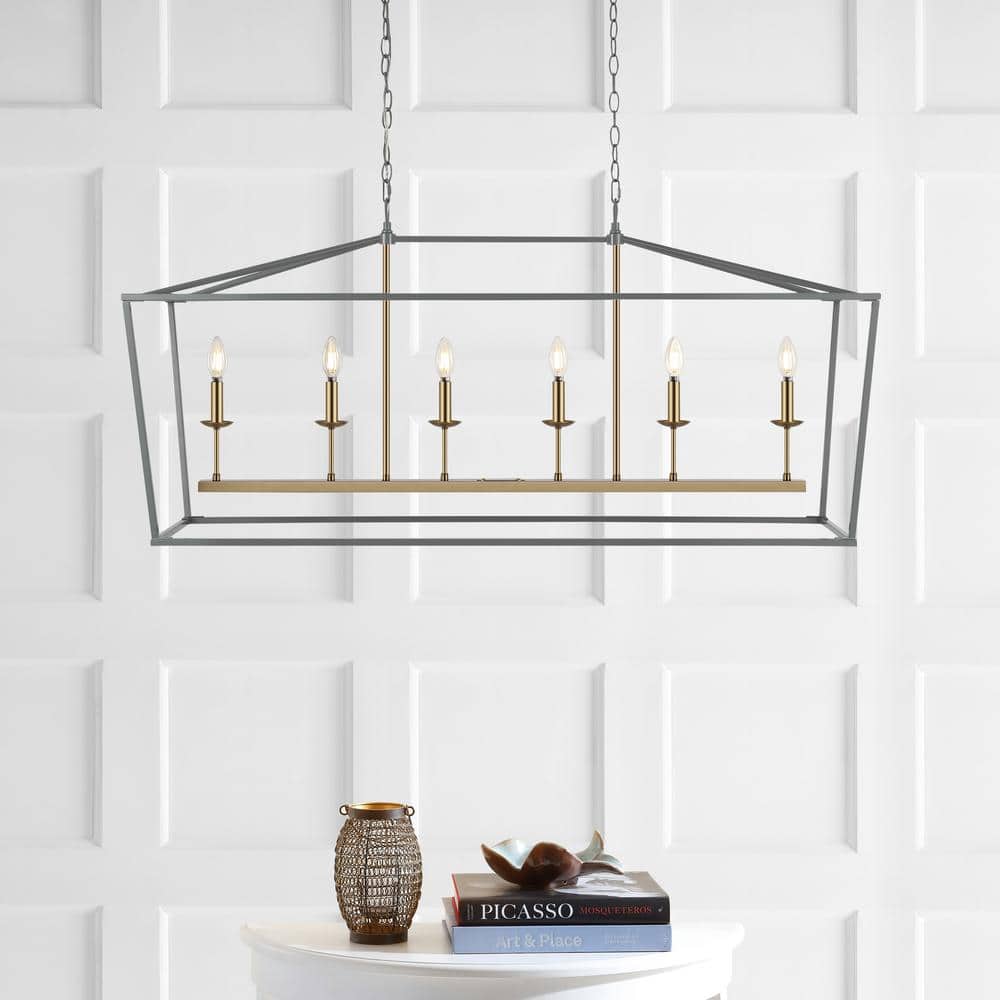 Pagoda 49" Gray Brass Iron Candle-Style Chandelier