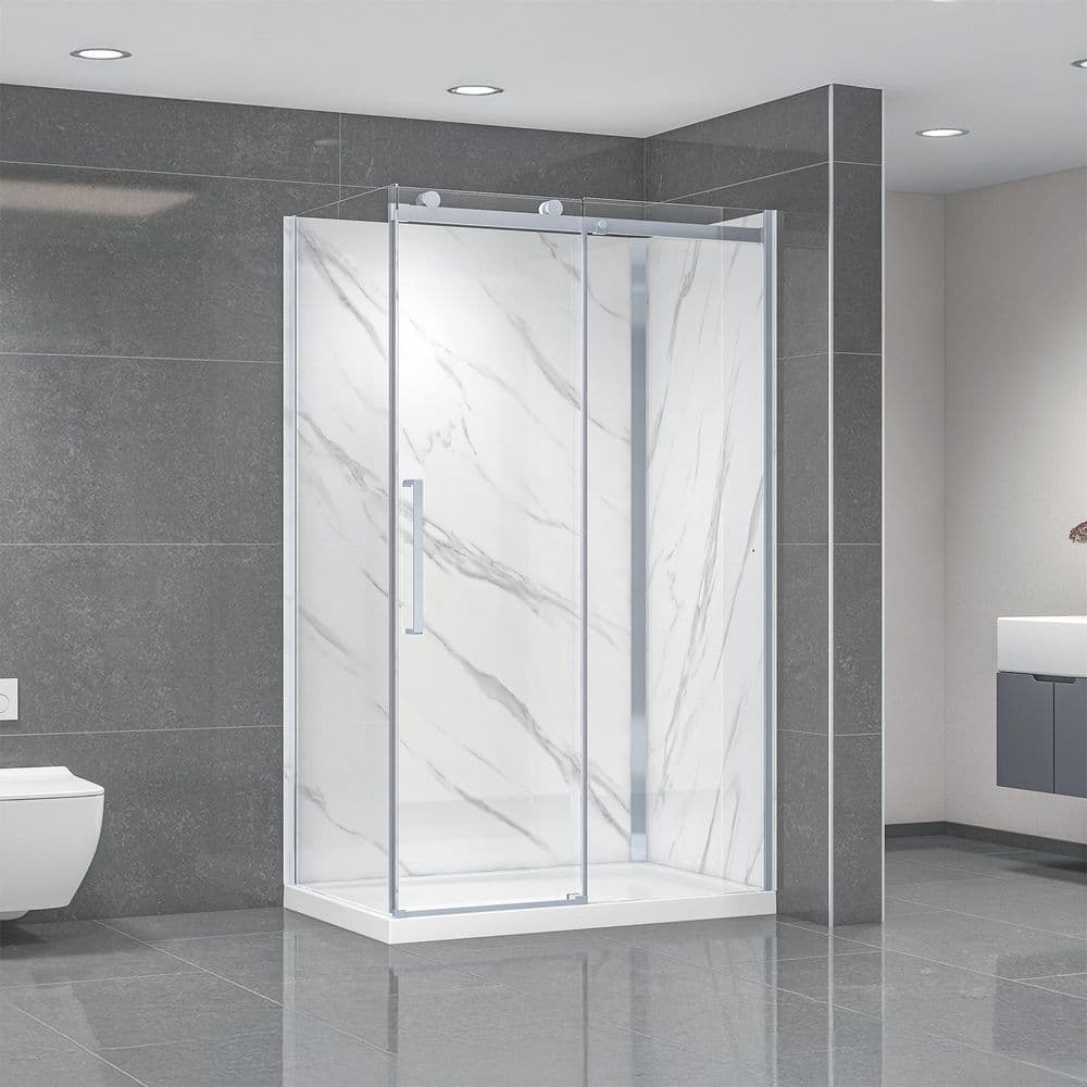 Bristol 48" x 32" Chrome Framed Rectangular Shower Kit