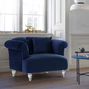 Elegance Blue Velvet Contemporary Chair with Acrylic Legs
