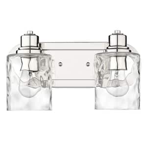 Lumley Polished Nickel2-Light Bath Vanity with Clear Optic glass