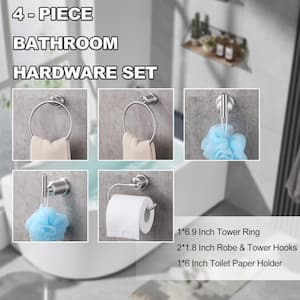 4-Piece Bath Hardware Set with Mounting Hardware in Stainless Steel Brushed Nickel