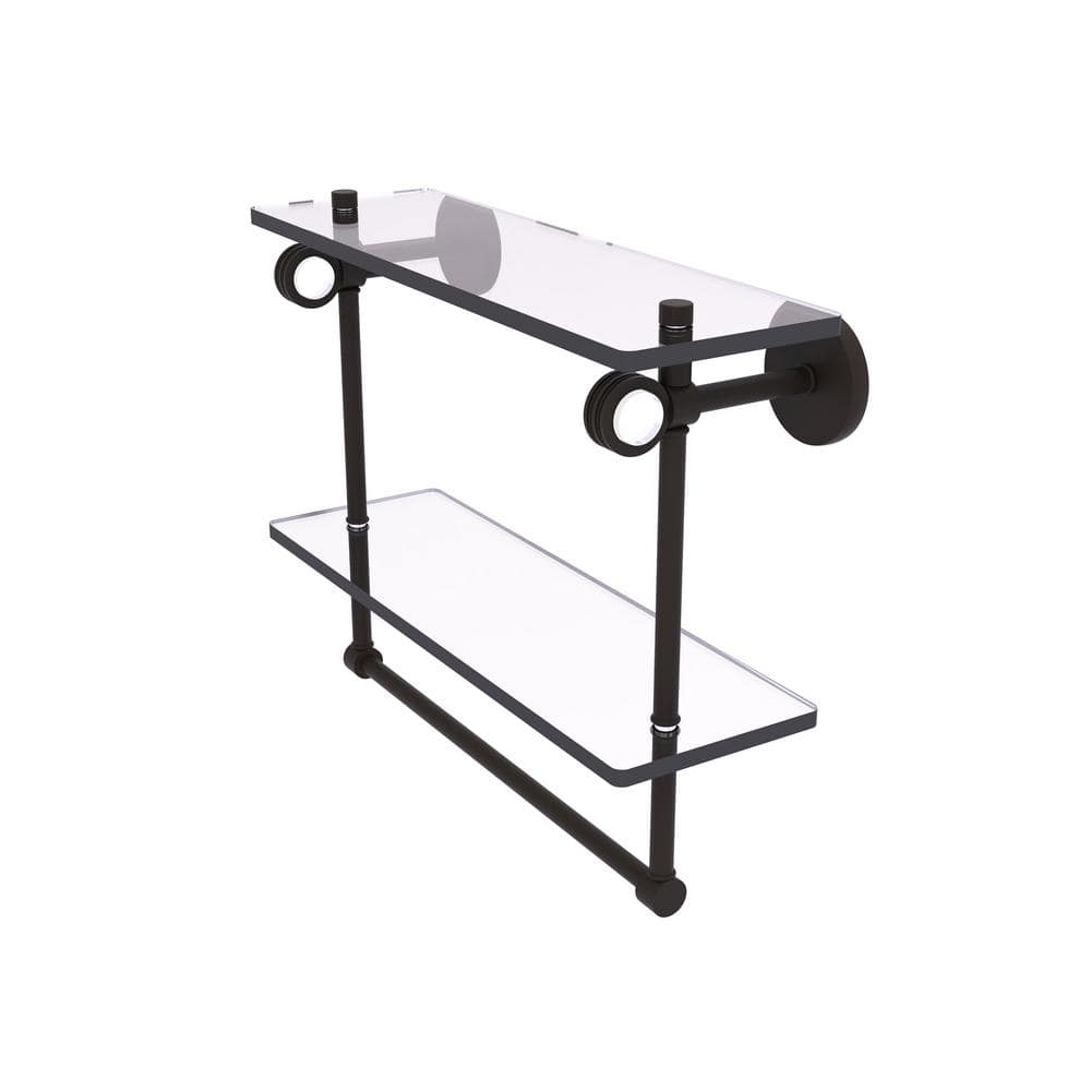 Clearview Collection 16 Inch Double Glass Shelf with Towel Bar and Dotted Accents in Oil Rubbed Bronze price history on PriceWatchPro