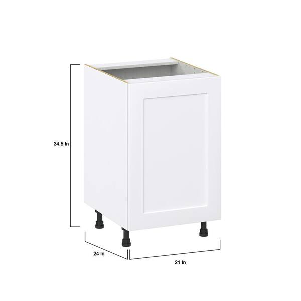 J COLLECTION Wallace 21 in. W x 24 in. D x 34.5 in. H Painted Warm White Shaker Assembled Base Kitchen Cabinet with 3 Inner Drawers