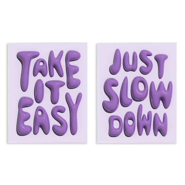 Stupell Industries Slow Down Take it Easy by Victoria Barnes 2-Pieces Unframed Typography Graphic Art Print 14 in. x 11 in.