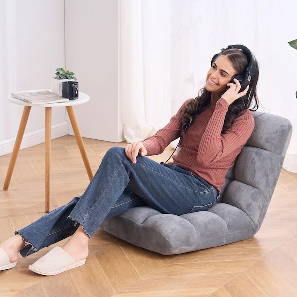 VEVOR Floor Chair, Recycled Foam Folding Sofa Chair with 14 Adjustable  Positions Floor Chair with Back Support Plastic Gray DBYWFSCGK000ORDFAV0