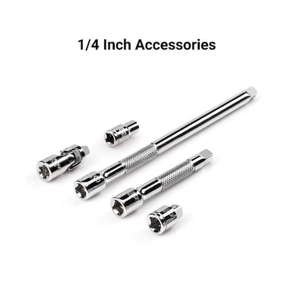 TEKTON 1/4 in. Drive 6-Point Socket and Ratchet Set with Rails (5