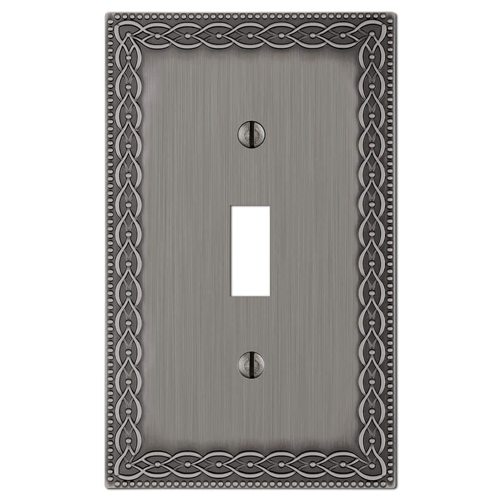 Hampton Bay Amelia 1 Gang Toggle Metal Wall Plate - Antique Nickel ...