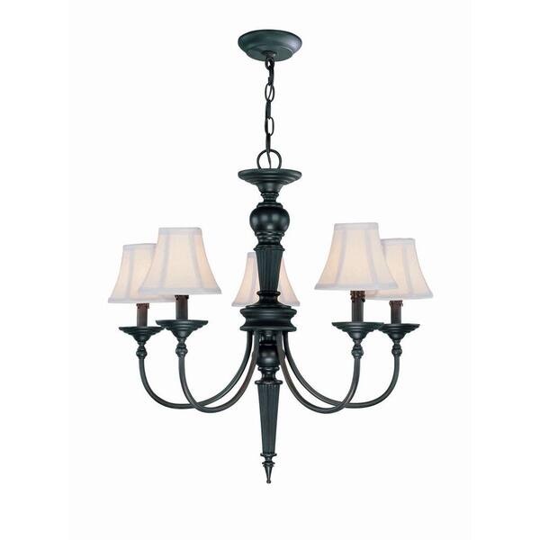 Illumine 5-Light Bronze Chandelier with White Fabric Shade