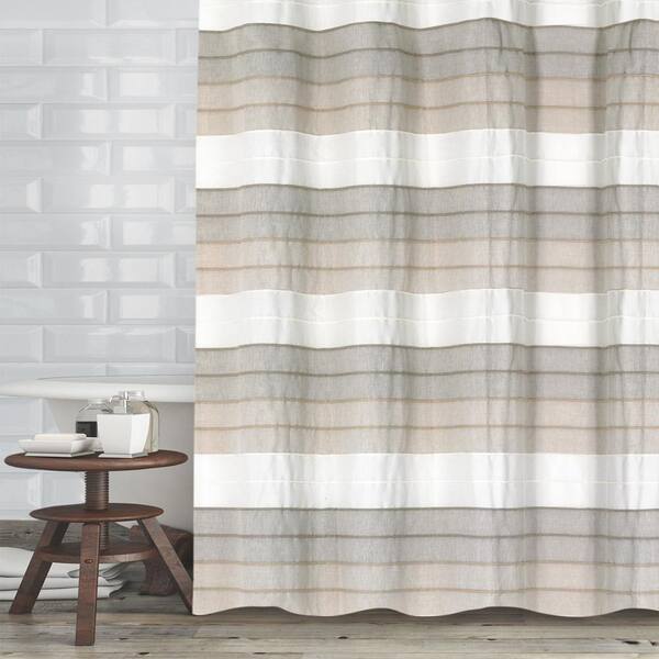 Popular Bath Products 72 in. Ivory Tan Hellen Shower Curtain
