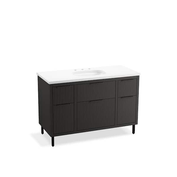 Spacity 47.99in. Single Sink Floating Dark Steel Bath Vanity with White Quartz Top Assembled