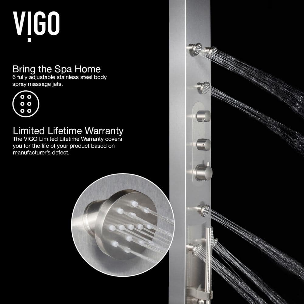 Dilana 67" Stainless Steel 6-Jet Shower System with Hand Shower