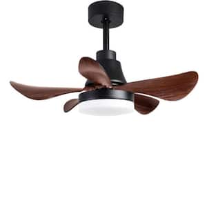 5 Blades 28 in. Small ndoor/Outdoor Matte Black Ceiling Fan with LED Lights and Remote Control Included