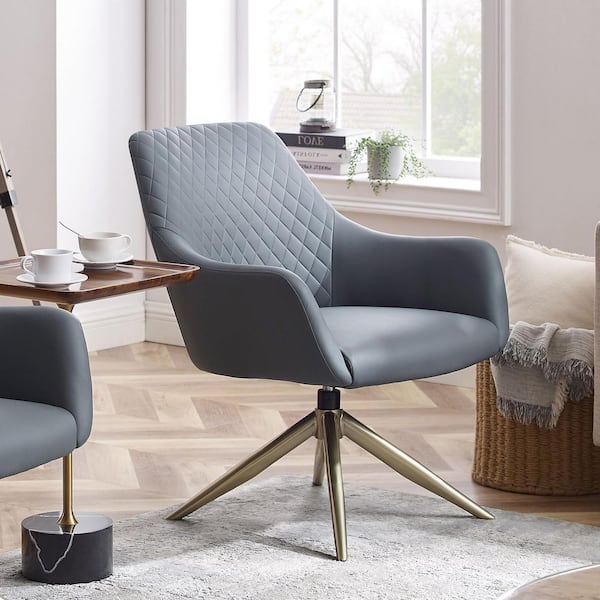 grey faux leather swivel chair