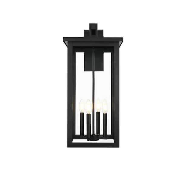 25.5 in. Black Outdoor Hardwired Wall Sconce with No Bulbs Included