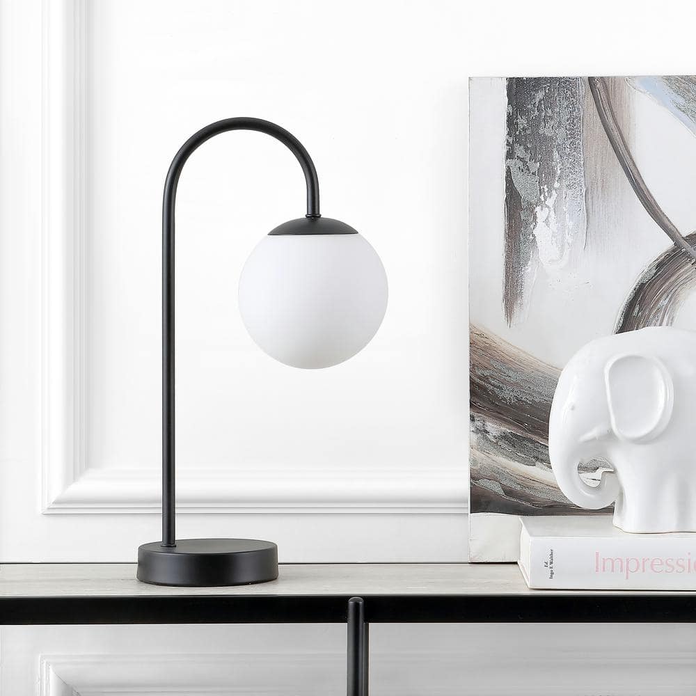 Arco Black Iron and Glass Minimalist Table Lamp