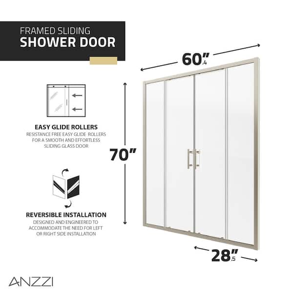 ANZZI Romance Series 59 to 60 in. x 70 in. H Sliding Framed