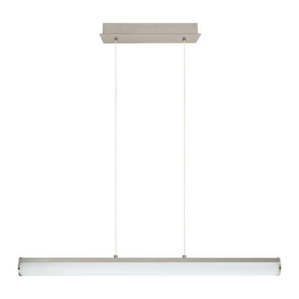 Eglo Calnova 2 35.50 in. W x 2.65 in. H 1-Light Matte Nickel Linear Integrated LED Pendant Light with White Glass Shade