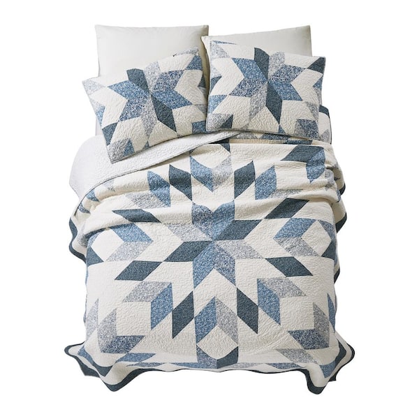 MODERN HEIRLOOM Bright Star 3-Piece Blue Patchwork Cotton King