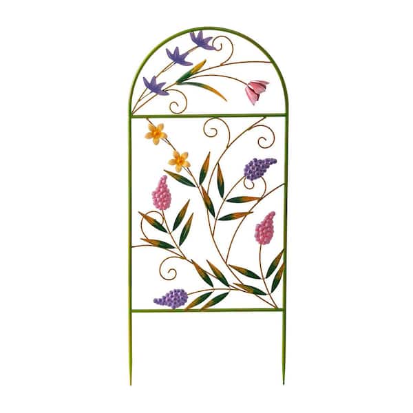 42 in. Spring Blooms Iron Garden Trellis