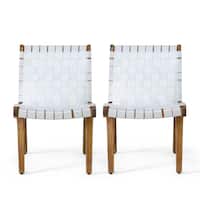 Noble House Morganton White and Teak Stationary Rope Lounge Chair Deals