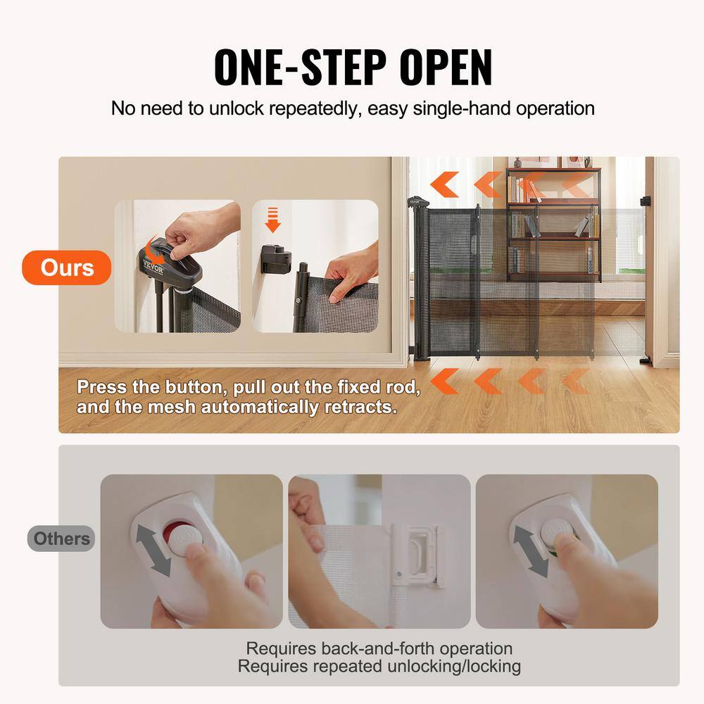 Black Retractable Plastic Stairway Safety Gate