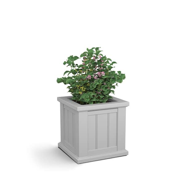 Mayne Cape Cod 14 in. Square Self-Watering White Polyethylene Planter