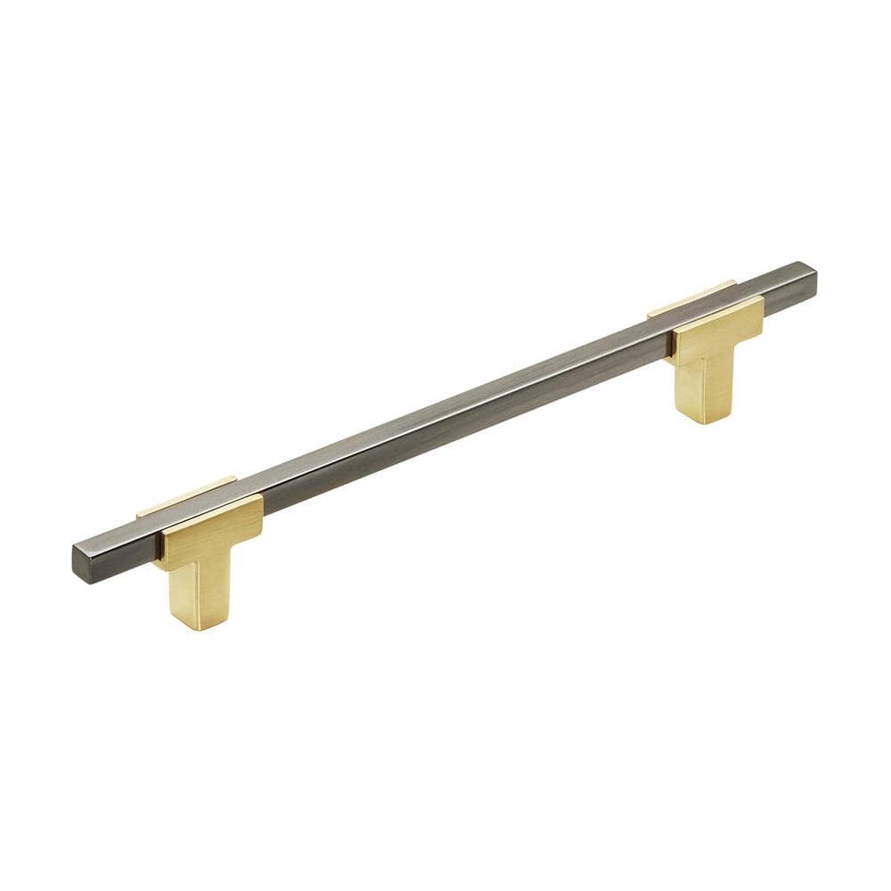 Urbanite 6-5/16 in. (160mm) Modern Brushed Gold/Black Chrome Bar Cabinet Pu