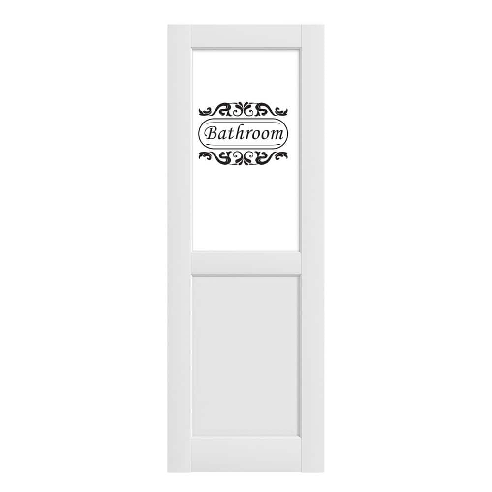 28 in. x 80 in. 1/2 Lite Tempered Frosted Glass Solid Core White Primed Wood Interior Door Slab with Bathroom Sticker price history on PriceWatchPro