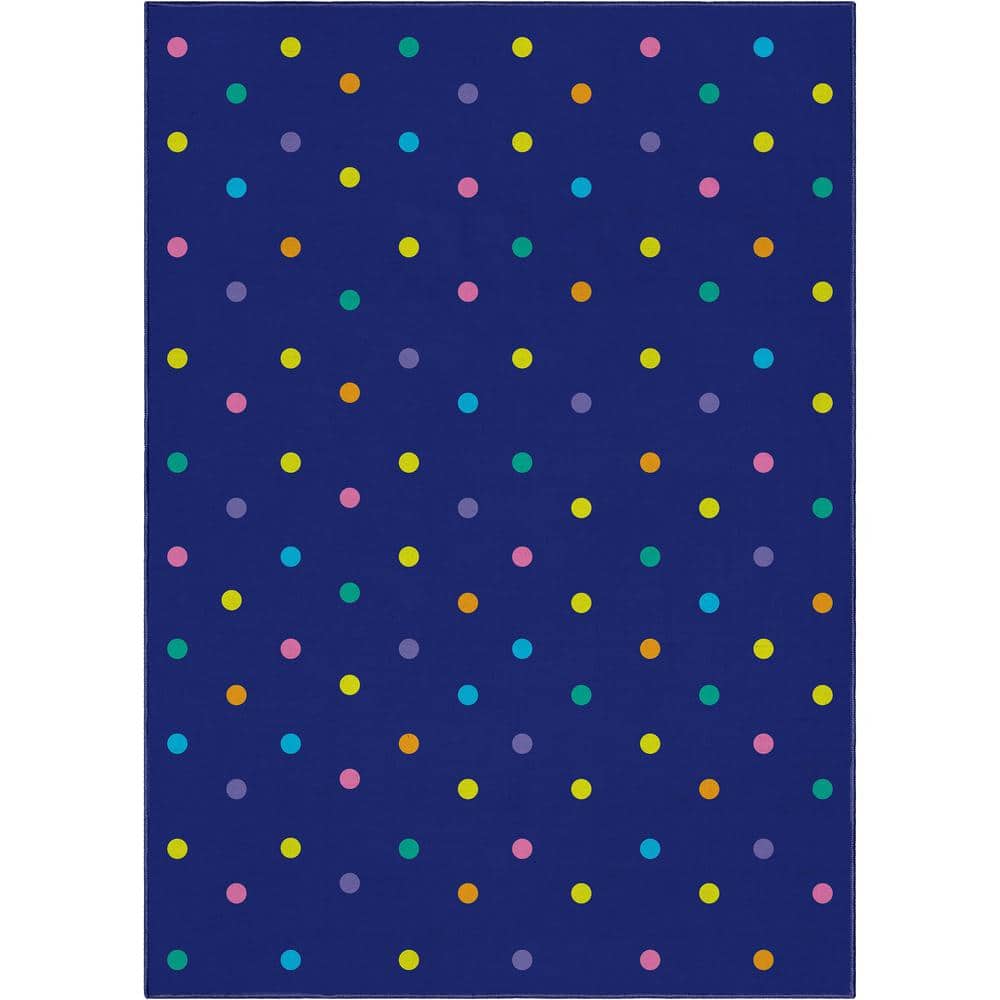 Crayola Polka Dot Blue Synthetic 5' x 7' Area Rug