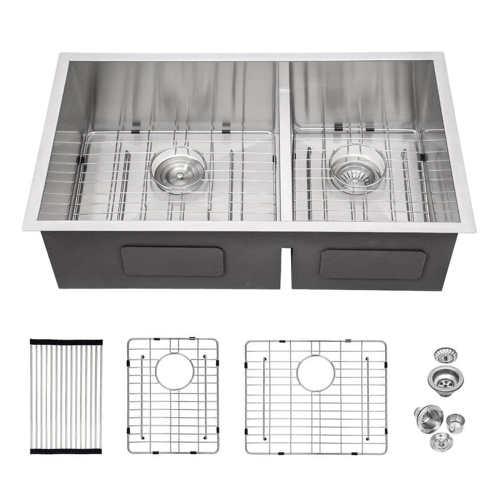 30 in. Undermount Double Bowl (60/40) 16-Gauge Brushed Nickel Stainless Ste