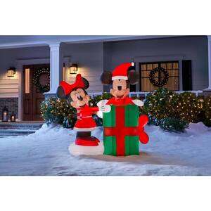 5 ft. Animated Inflatable Minnie with Mickey Popping Out of Present Scene