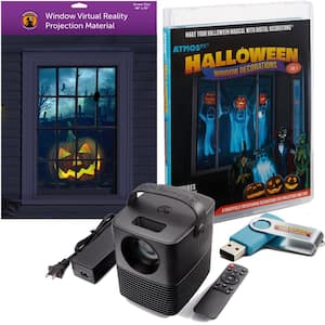 Atmosfx Halloween Digital Decoration USB Kit 2022 (HSC400 Projector Plus 48 in. x 72 in. White Screen Plus USB)